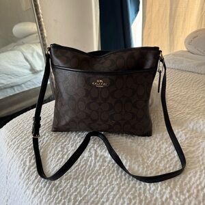 Coach Black Leather Zip Bag